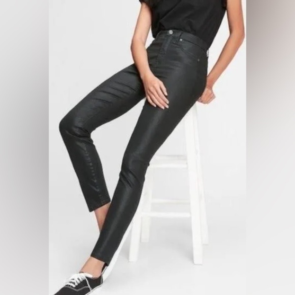 Gap True Skinny High Rise Black Coated Skinny Jeans size 29 petite new with tags